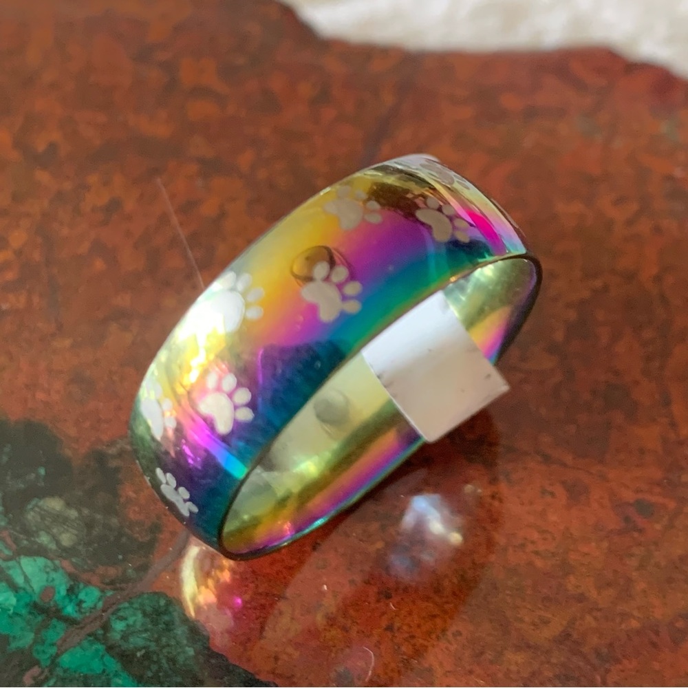 Paw print stainless steel ring